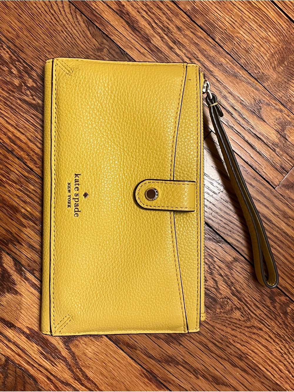 kate spade Yellow Pebbled Leather Wristlet Wallet